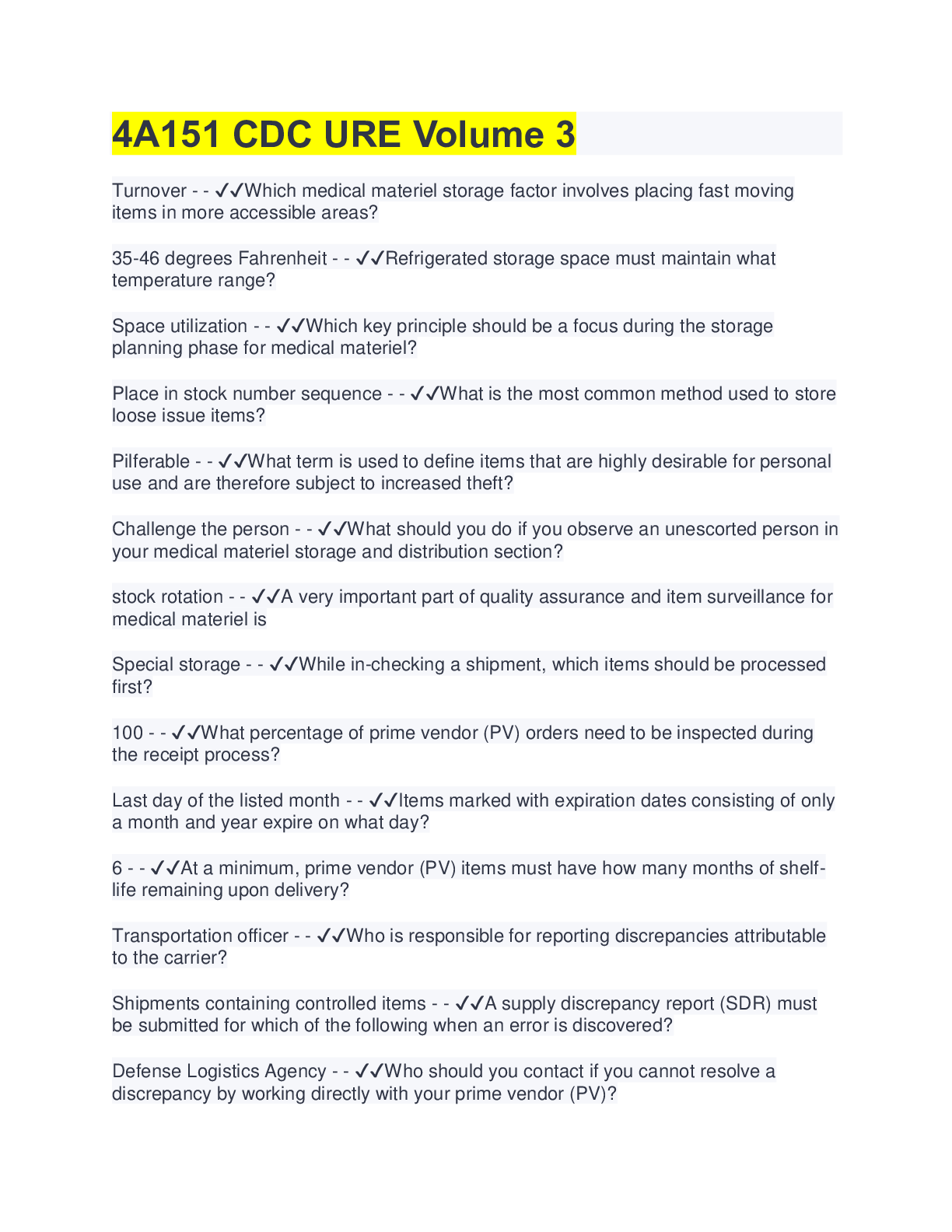 Preview image for 4A151 CDC URE Volume 3 2022 (questions & answers)